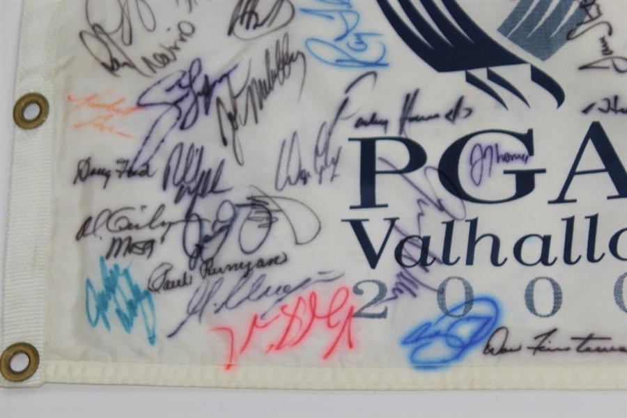 PGA Champs Signed 2000 PGA at Valhalla Screen flag - Signed by 45! JSA ALOA