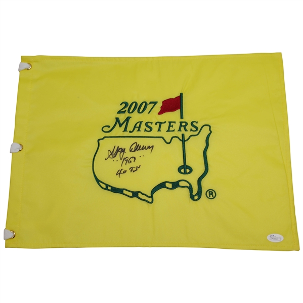 Gay Brewer Signed 2007 Masters Embroidered Flag with '1967' & '40th' JSA #P94953