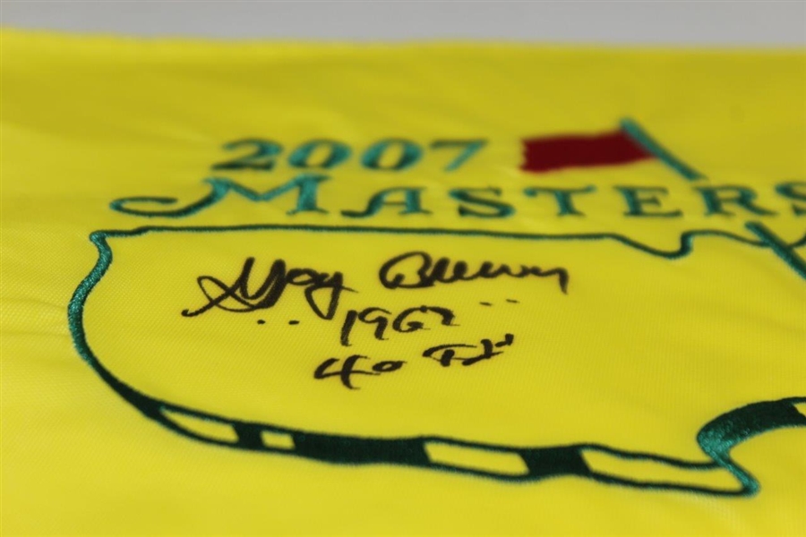 Gay Brewer Signed 2007 Masters Embroidered Flag with '1967' & '40th' JSA #P94953