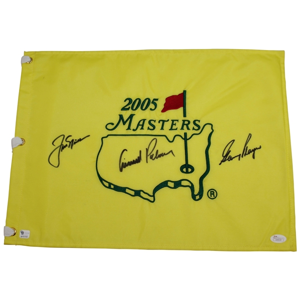 Palmer, Nicklaus, & Player 'Big Three' Signed 2005 Masters Embroidered Flag JSA FULL #Z20132