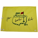 Palmer, Nicklaus, & Player Big Three Signed 2005 Masters Embroidered Flag JSA FULL #Z20132
