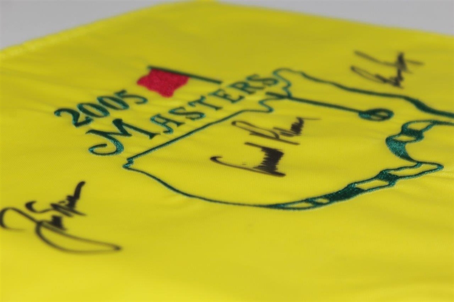 Palmer, Nicklaus, & Player 'Big Three' Signed 2005 Masters Embroidered Flag JSA FULL #Z20132