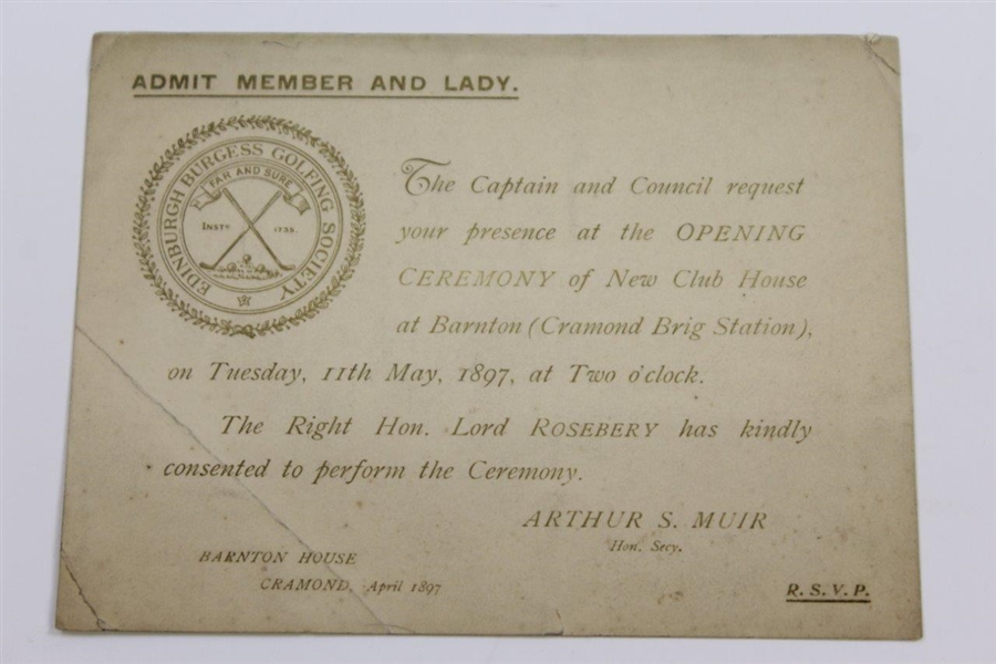 1897 Edinburgh Golfing Society Opening Ceremony of New Club House at Barnton Invitation, Rules Alterations Info