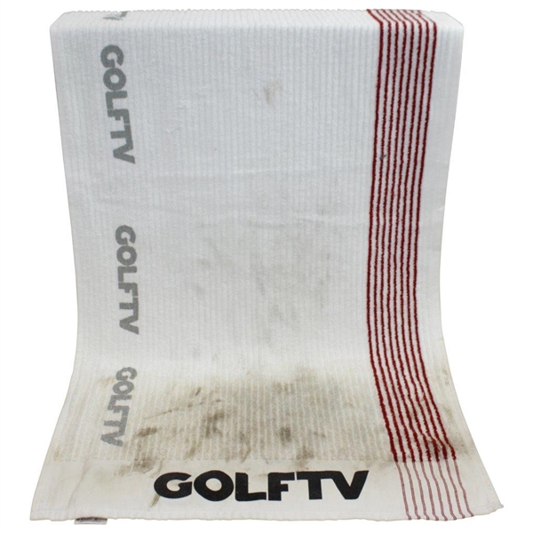 Tiger Woods Tournament Used GOLFTV Golf Club Bag Towel at 2020 BMW Championship PHOTO MATCH