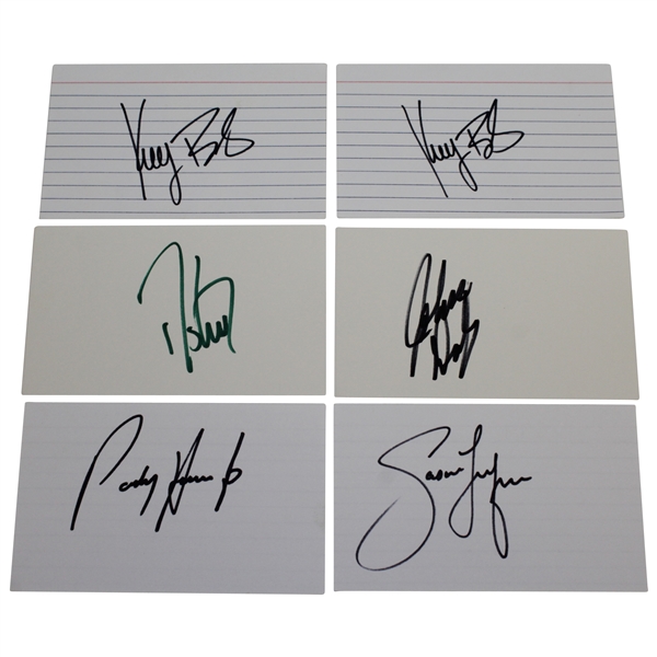 PGA Champs Daly, Bradley(x2), Dufner, Love III, & Harrington Signed 3x5 Cards JSA ALOA