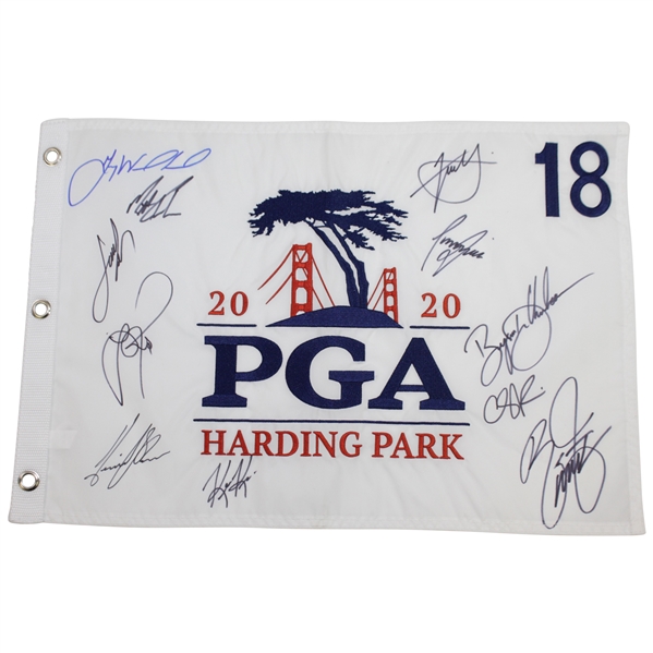 2020 PGA at Harding Park Embroidered Flag Signed by Eleven Stars JSA ALOA