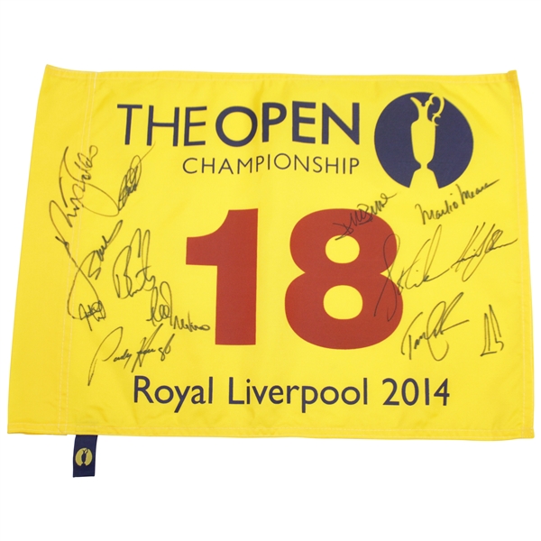 2014 The OPEN at Royal Liverpool Flag Signed by Thirteen Champs JSA ALOA