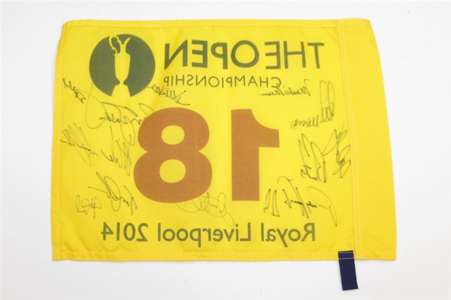 2014 The OPEN at Royal Liverpool Flag Signed by Fourteen Champs JSA ALOA