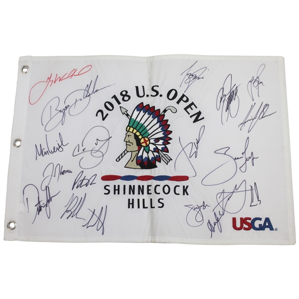 2018 US Open at Shinnecock Hills Embroidered Field Flag Signed Stars JSA ALOA