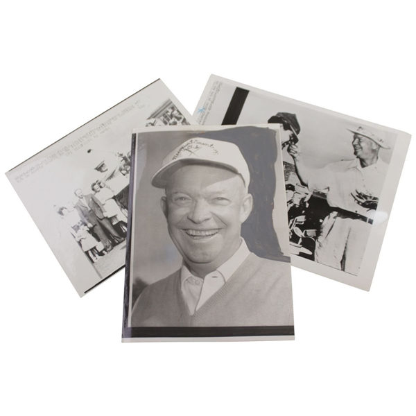 Three President Eisenhower Wire Photos - Scotland, Newport CC, & Augusta - 1952, '57, & '59