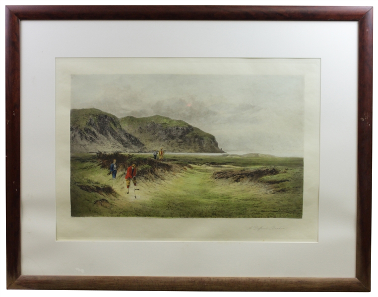 1894 Print A Difficult Bunker by Douglas Adams from his Original 1893 Painting - Framed