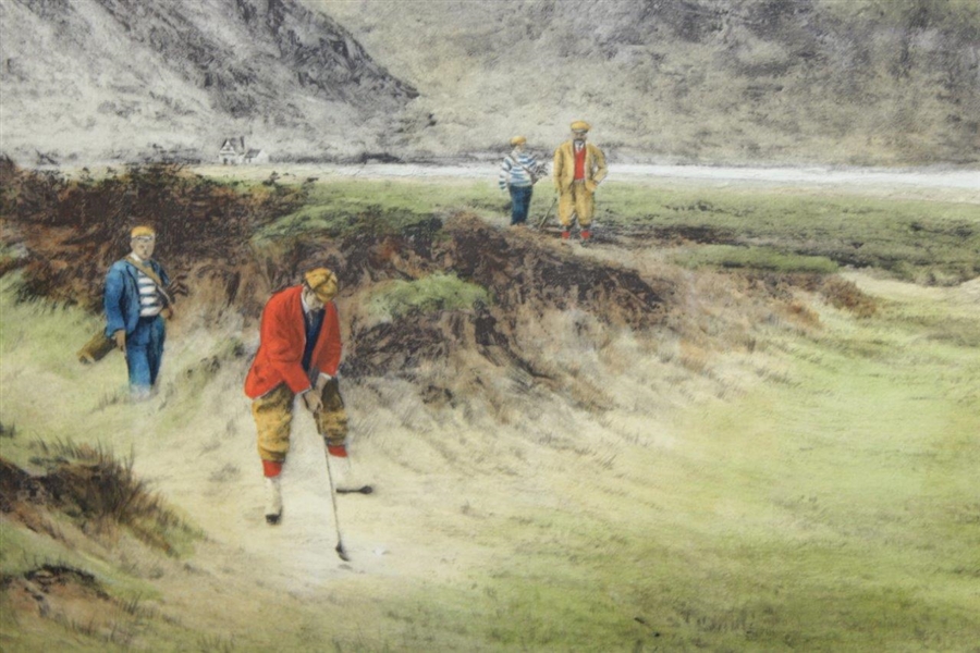 1894 Print A Difficult Bunker by Douglas Adams from his Original 1893 Painting - Framed