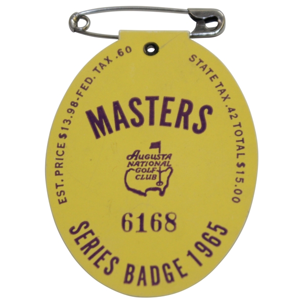 1965 Masters Tournament SERIES Badge #6168