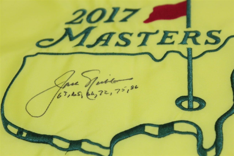 Jack Nicklaus Signed 2017 Masters Embroidered Flag with Years Won Notation JSA ALOA