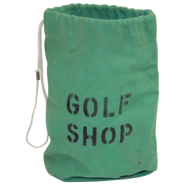 Vintage Masters Tournament 'Golf Shop' Green/White Shag Bag with String