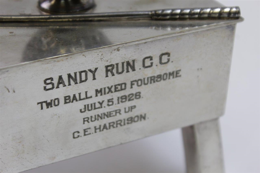 1926 Sandy Run CC Two-Ball Mixed Foursome Runner-Up Trophy Won by C.E. Harrison