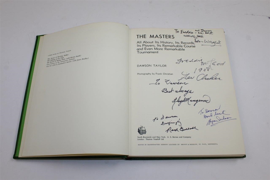 Mangrum, Guldahl, Eisenhower & others Sigend 'The Masters: Profile of a Tournament' to Author Dawson Taylor JSA ALOA