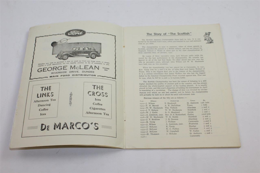 1936 Scottish Amateur Golf Championship at Carnoustie Souvenir Programme