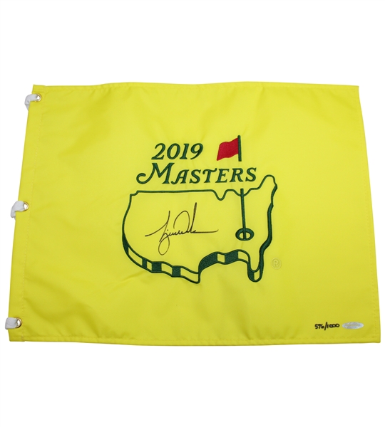 Tiger Woods Signed 2019 Masters Embroidered Flag Ltd Ed 576/1000 UDA #BAM54561
