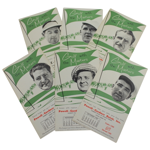 Six (6) 1955 'Golf with the Masters' Brochures - Demaret, Middlecoff, Mangrum, & others