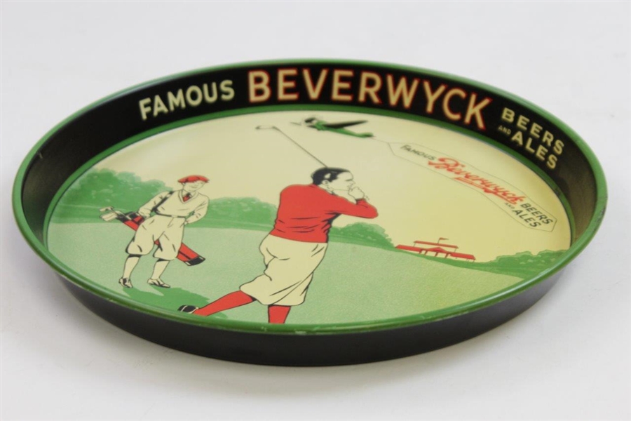 1934 Famous Beverwyck 'Beers and Ales' Golf Themed Advertising Metal Tray