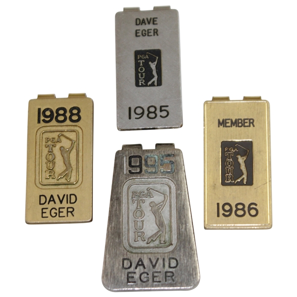 Four (4) David Eger PGA Tour Money Clips - 1985-1986, 1988, & 1995