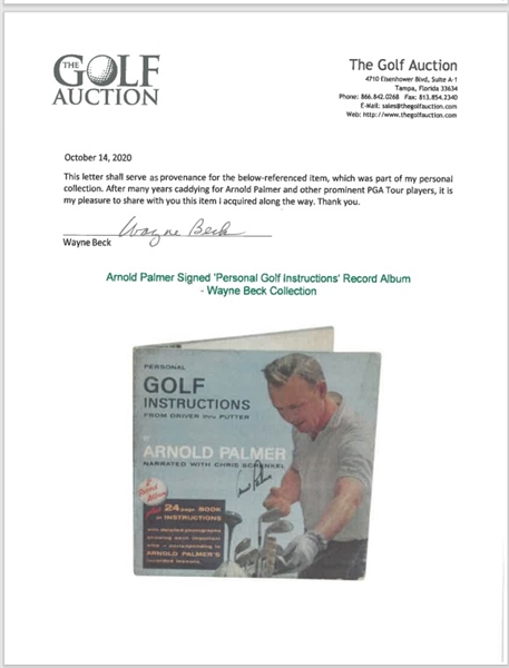Arnold Palmer Signed 'Personal Golf Instructions' Record Album - Wayne Beck Collection JSA ALOA