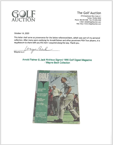 Arnold Palmer & Jack Nicklaus Signed 1966 Golf Digest Magazine - Wayne Beck Collection JSA ALOA