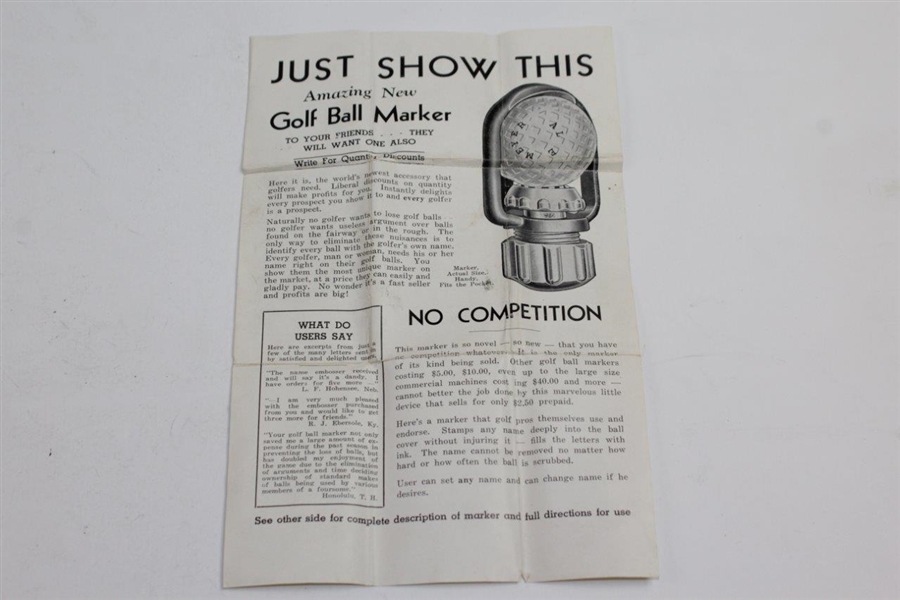 Antique Globe Golf Ball Marker in Original Box with Paperwork - Dayton, OH