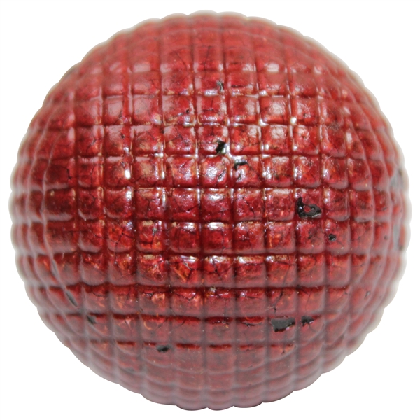 Vintage Circa 1890's Red Gutta Percha Golf Ball - 98% Paint