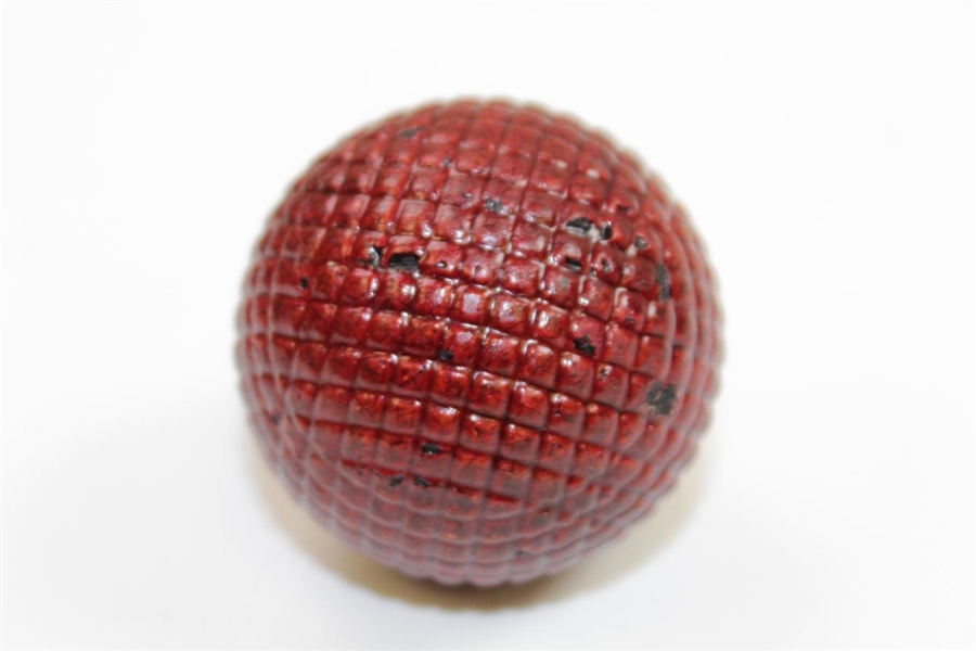 Vintage Circa 1890's Red Gutta Percha Golf Ball - 98% Paint