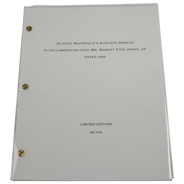 Alister Mackenzie’s Augusta 1933 Greens Plans 2013 Ltd Ed. 45/100 Facsimile Booklet