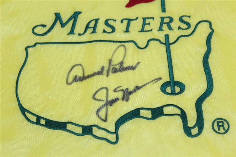 Arnold Palmer & Jack Nicklaus Signed Masters Undated Embroidered Flag JSA ALOA