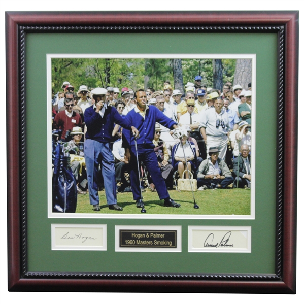 Ben Hogan & Arnold Palmer Signed Cuts with 1960 Masters Smoking Photo Display - Framed JSA ALOA