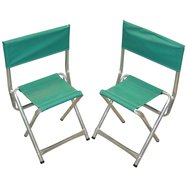 Two 1996 Masters Tournament Green Fold-Up Aluminum Chairs