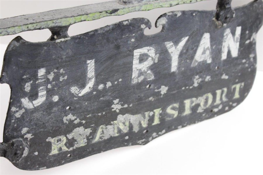Vintage J.J. Ryan Golfer Themed Metal Store Sign