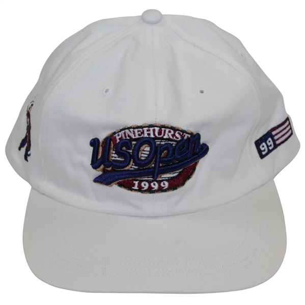 Payne Stewart's Personal 1999 US Open at Pinehurst #2 White Hat with Blue Script