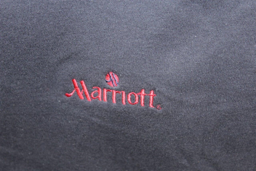 Payne Stewart's Tournament Worn Marriott Logo Navy Long Sleeve Turtleneck Sweatshirt