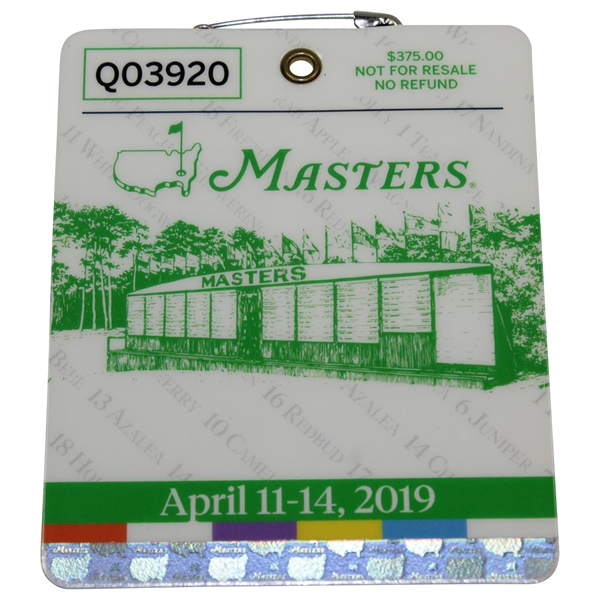 2019 Masters Tournament Series Badge #Q03920 - Tiger Woods Wins!