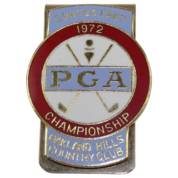 Charles Coody's 1972 PGA Championship at Oakland Hills Country Club Contestant Badge/Clip