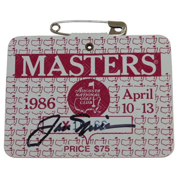Jack Nicklaus Signed 1986  Masters Tournament SERIES Badge #X16166 JSA ALOA