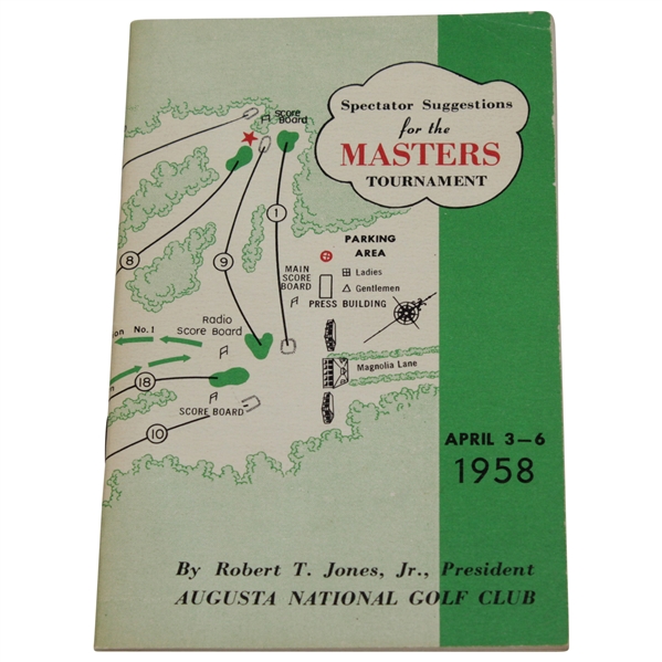1958 Masters Tournament Spectator Guide - Arnold Palmer Winner - Excellent Condition