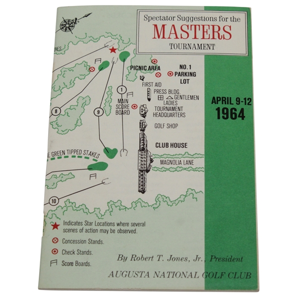 1964 Masters Tournament Spectator Guide - Arnold Palmer Winner