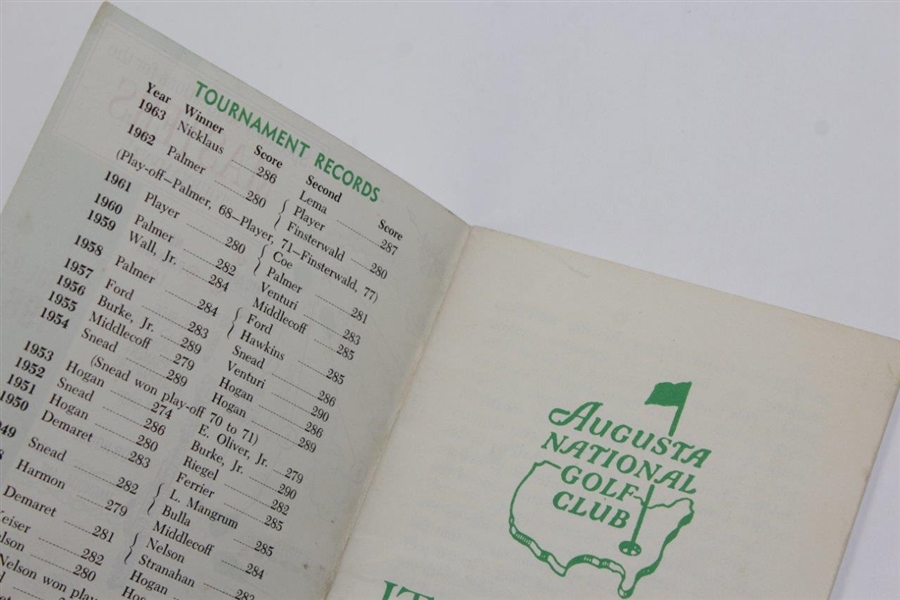 1964 Masters Tournament Spectator Guide - Arnold Palmer Winner