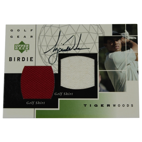 Tiger Woods Signed 2003 Upper Deck Golf Gear Birdie Golf Card - Golf Shirt Dual Patch