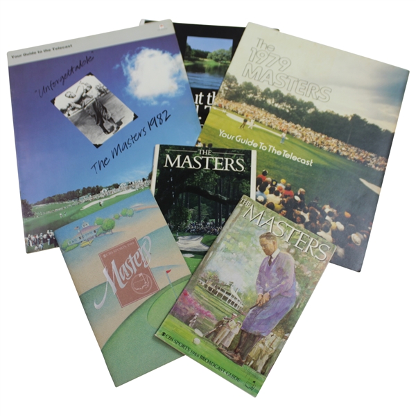 Five (5) Masters Tournament Broadcast Guides - 1979, 1982, 1988-1990