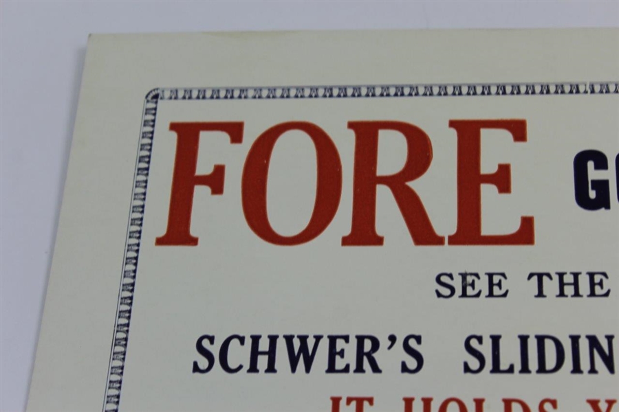 Vintage 'FORE' Advertising Broadside for Golf Bag Stand - Schwer Manufacturing - Detroit, Mi.