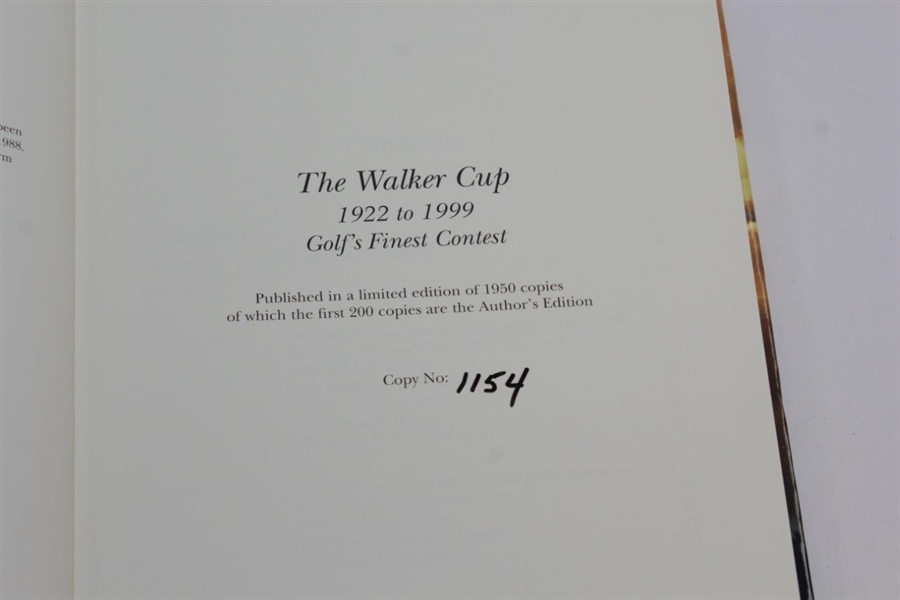 The Walker Cup - 1922 to 1999: Golf's Finest Contest 2000 Book by Gordon G. Simmonds