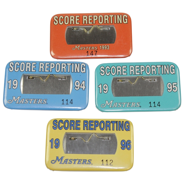 1993-1996 Masters Tournament Scorer & Score Reporting Badges - #147, #114, #114 & #112