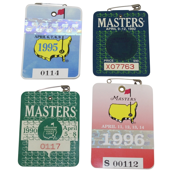 1990, 1992, 1995 & 1996 Masters Tournament SERIES Badges
